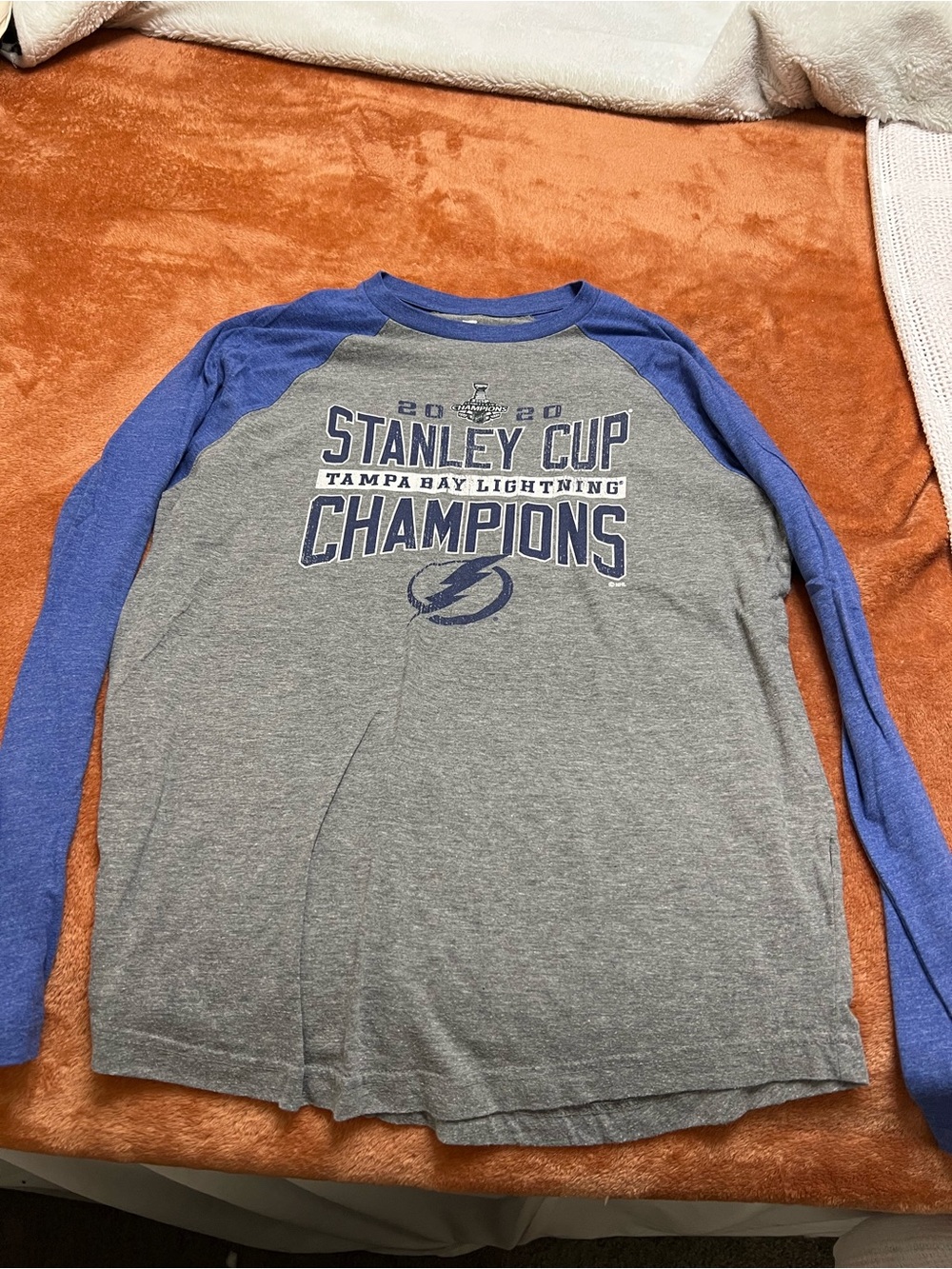 Fanatics Gray Tee with Blue Collar and Trim
